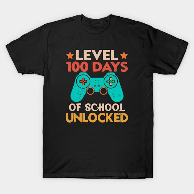 Level 100 Days Of School Unlocked Gamer Video Games Boys T-Shirt by Shaniya Abernathy